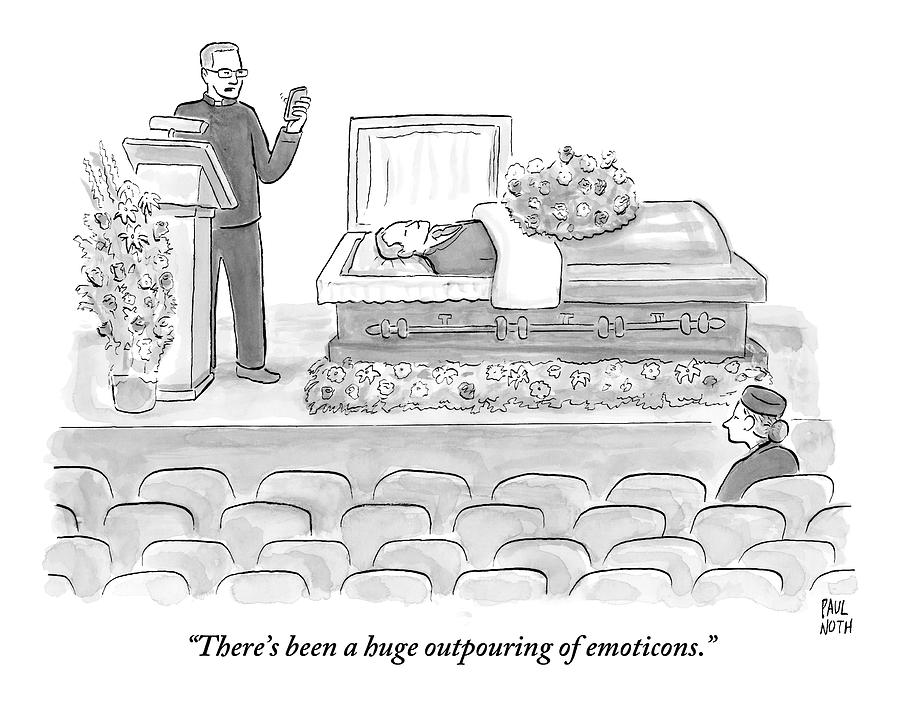A Preacher Presiding Over A Funeral Is Looking Drawing by Paul Noth