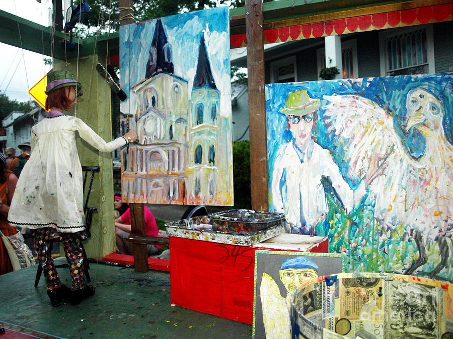 A Puppet Paints in New Orleans Photograph by Mary Capriole