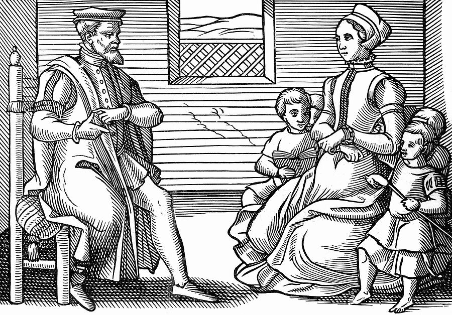 A Puritan Family At Home Date Drawing by Mary Evans Picture Library