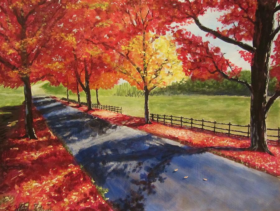 Fall Painting - A Quiet Autumn Road by Gavin Kutil