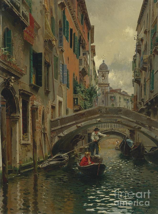 A quiet canal Venice Painting by Thea Recuerdo