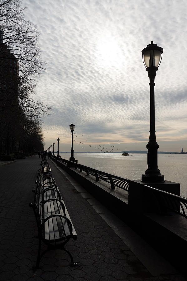 A Quiet Peaceful Esplanade - New York City Hudson River Photograph by Georgia Mizuleva