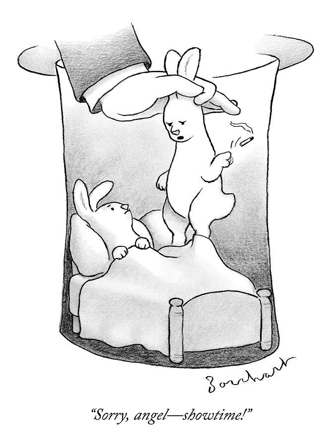 A Rabbit Is Being Pulled Out Of A Hat Drawing by David Borchart