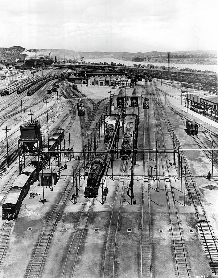 A Railroad Yard Photograph by Underwood Archives