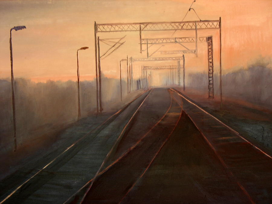 Landscape Painting - A Railway Impression IV by Marta Zamarska Landscape Painting - A Railway Impression IV by Marta Zamarska