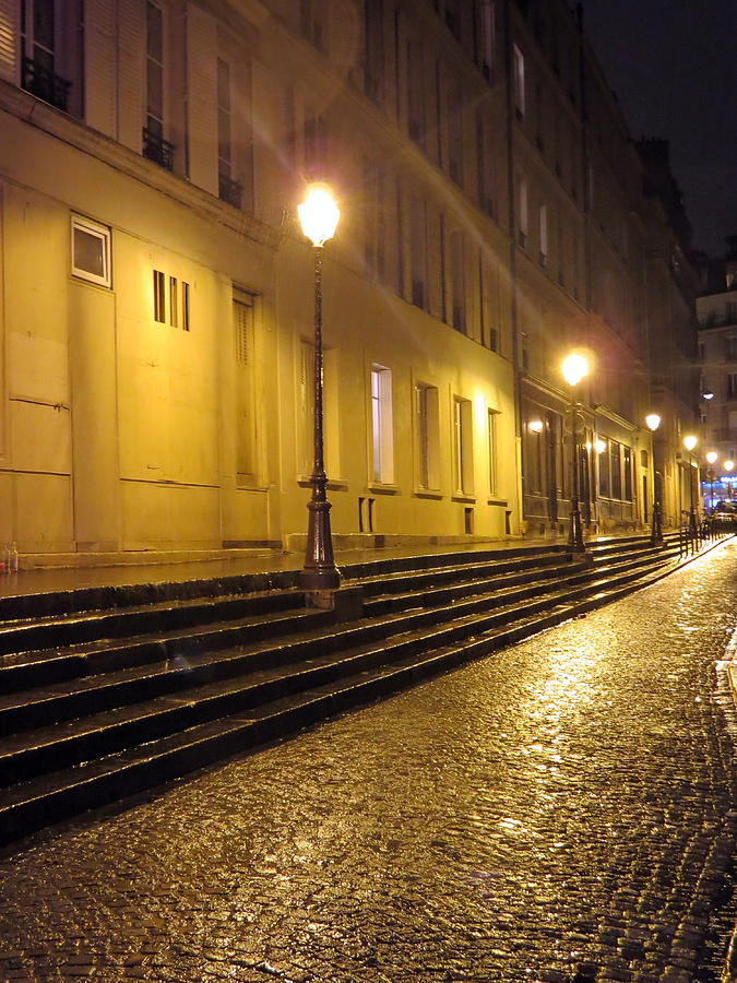 A Rain Drenched Empty Street In Paris France Photograph by Rick Rosenshein