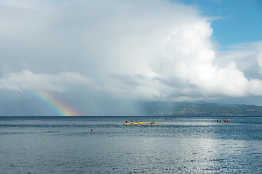 A Rainbow In The Sky Over Water Photograph By Mat Rick Photography