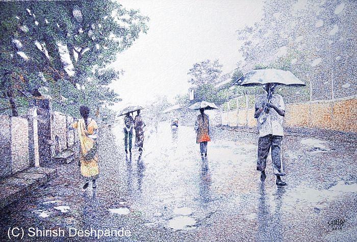 Oil pastel of a rainy day Drawing by Don Ravi - Fine Art America