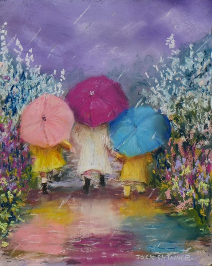 A Rainy Day Stroll with Mom Painting by Jack Skinner
