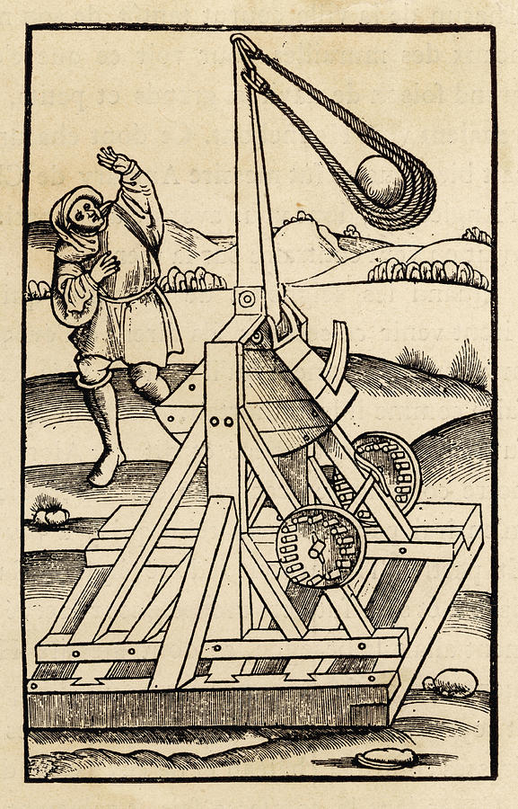 A Rather Lethal Looking Catapult Drawing by Mary Evans Picture Library
