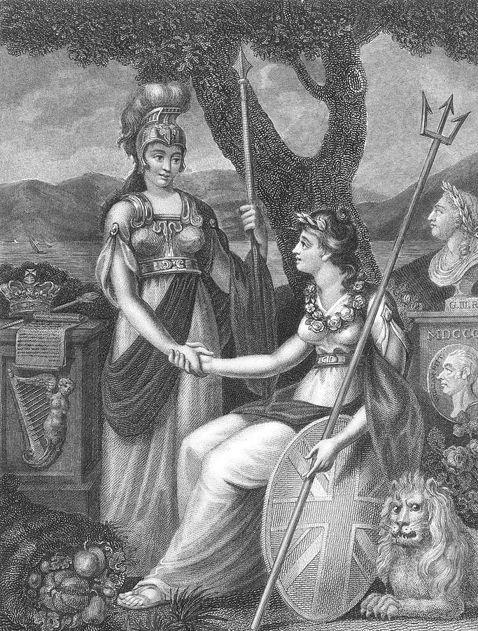 Britannia Drawing - A Rather Optimistic Allegory  Of Erin by Mary Evans Picture Library