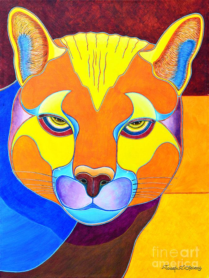 A Really Bright Cougar Painting by Joseph J Stevens