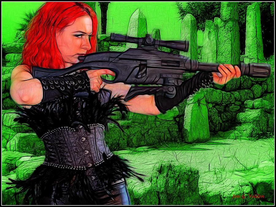 A Red Head With A Big Gun Painting by Jon Volden