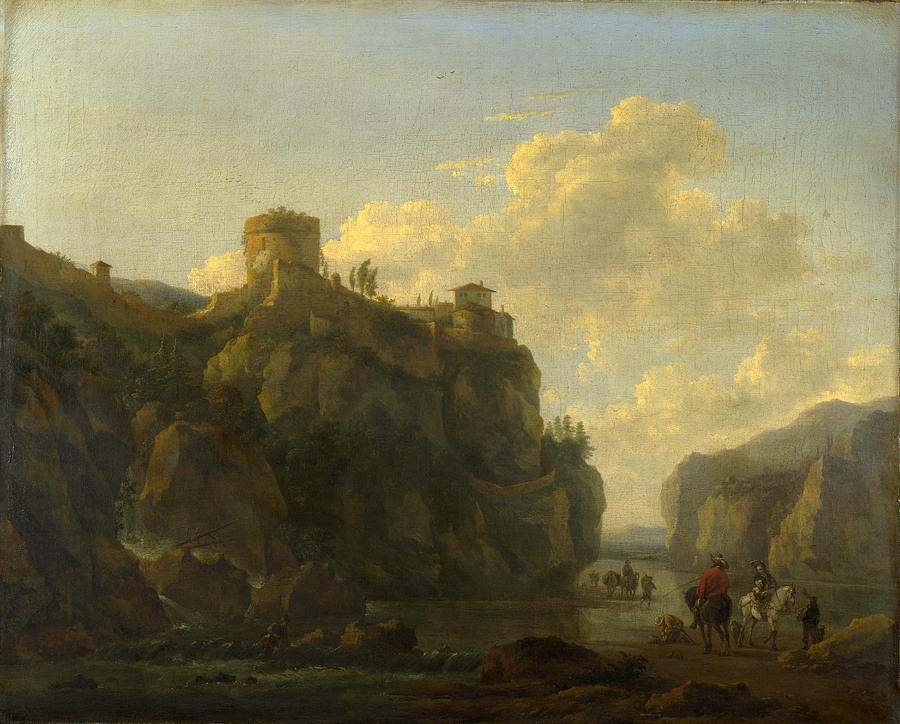 A River between Rocky Cliffs Painting by Lodewijck van Ludick
