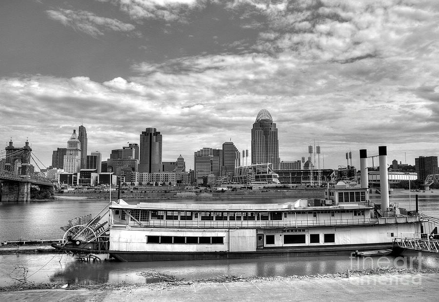 Cincinnati Photograph - A River City BW by Mel Steinhauer