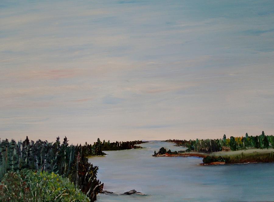 A river shoreline Painting by Marilyn McNish