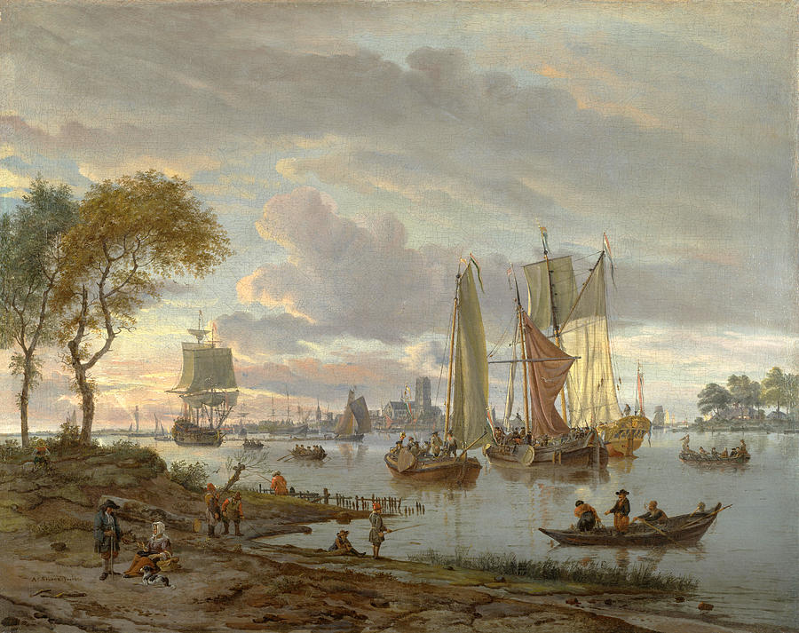 Abraham Storck Painting - A River View by Abraham Storck