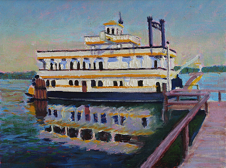 Powerboat Painting - A Riverboat Gambler by David Zimmerman