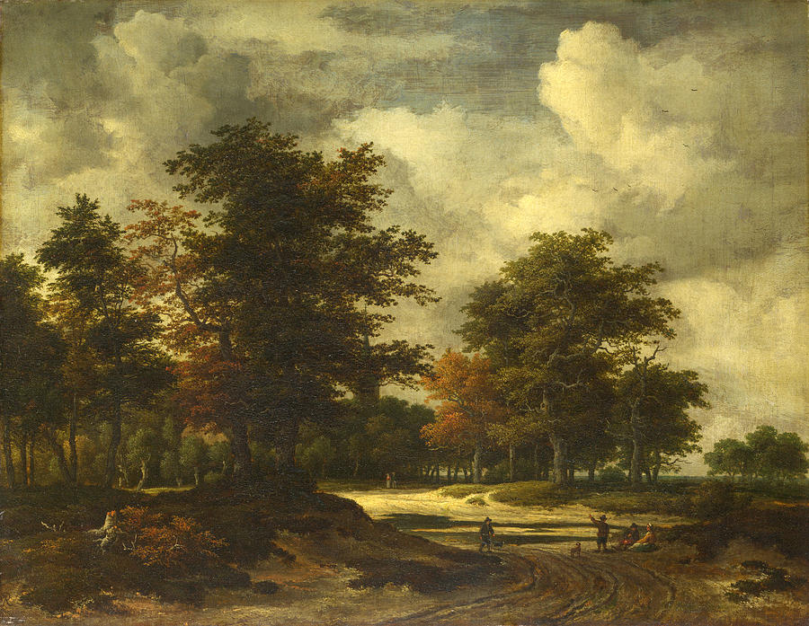 A Road leading into a Wood Painting by Jacob Isaacksz van Ruisdael