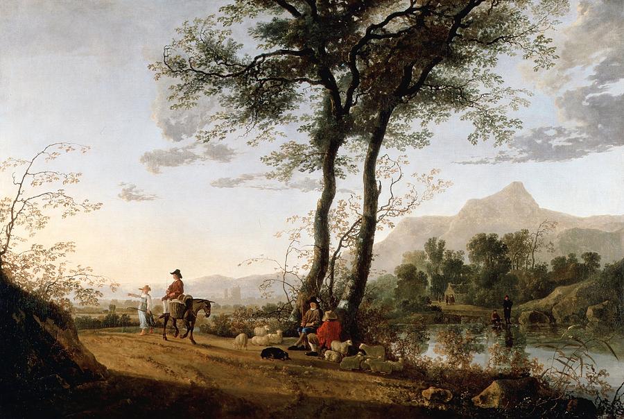 London Painting - A Road near a River by Aelbert Cuyp