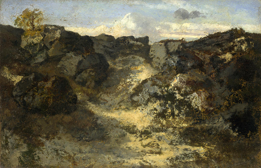 A Rocky Landscape Painting by Theodore Rousseau
