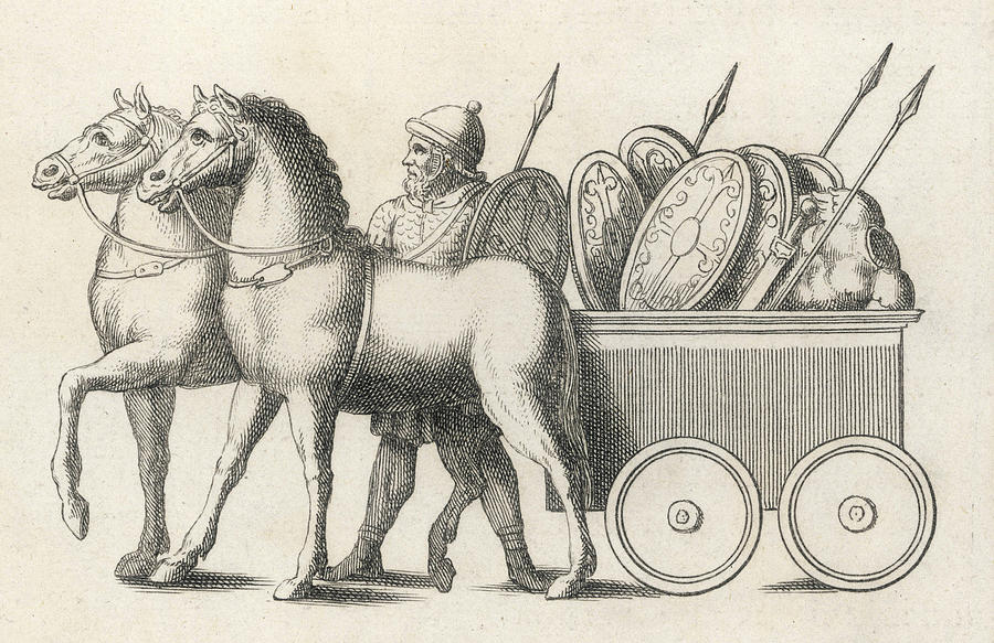 A Roman Military Wagon, Laden Drawing By Mary Evans Picture Library 