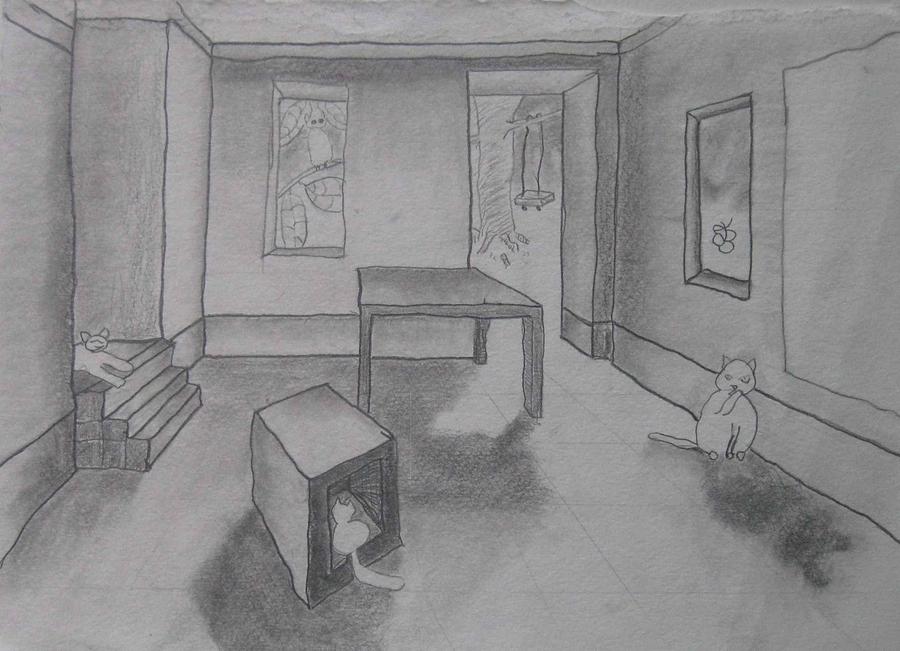 A roomful of cats Drawing by AJ Brown