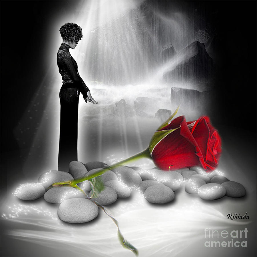 Fantasy Digital Art - A rose for Whitney - fantasy art by Giada Rossi by Giada Rossi