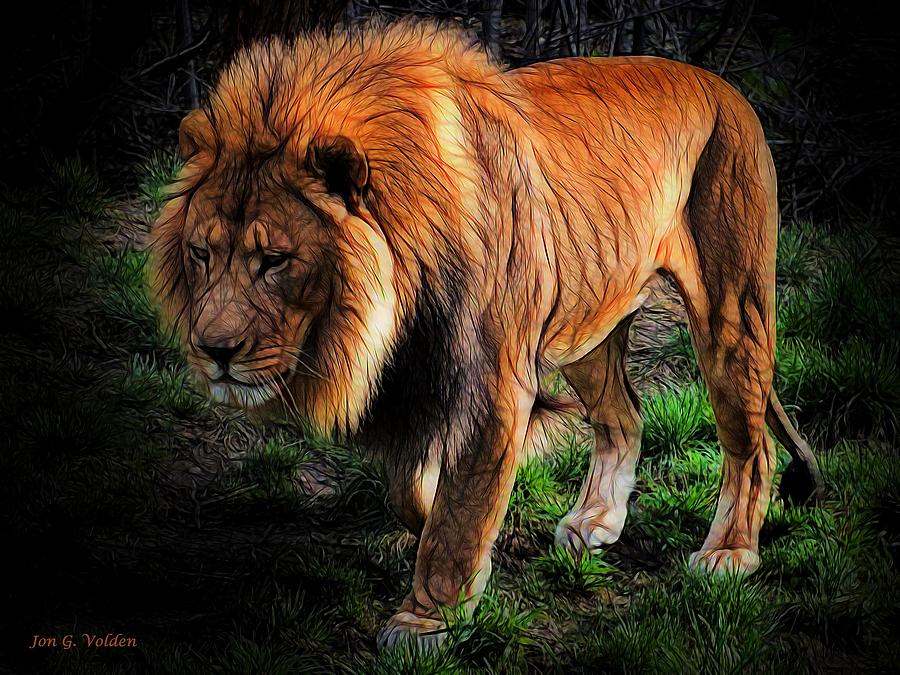 A Sad Lion Painting by Jon Volden