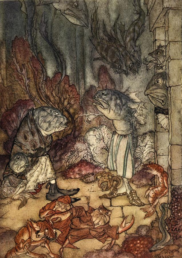 A Scaly Set Of Rascals, Illustration Drawing by Arthur Rackham