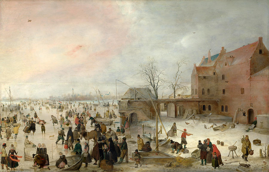 A Scene on the Ice near a Town Painting by Hendrick Avercamp