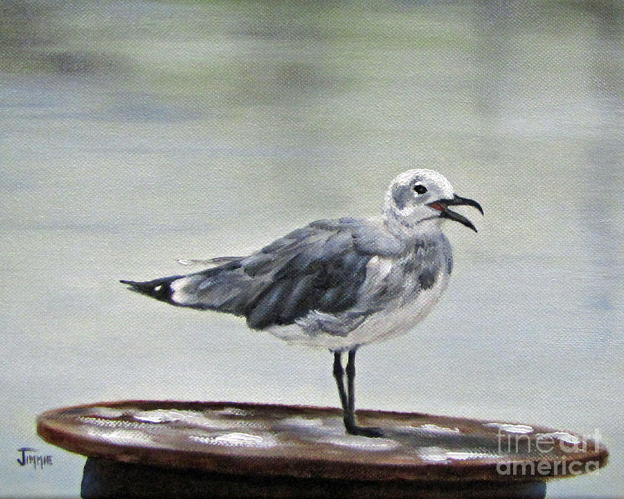 A Seagull Moment Painting by Jimmie Bartlett