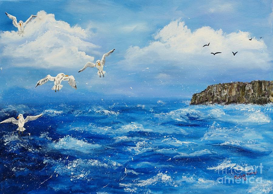 Kilkee Painting - A Seagulls View Georges Head Kilkee Co. Clare by Corina Hogan
