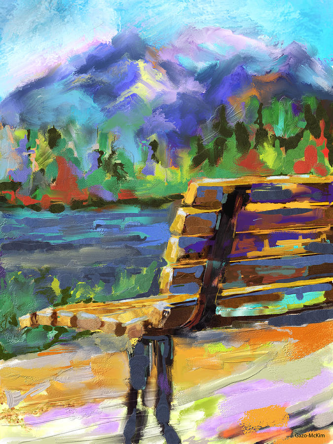 Banff National Park Digital Art - A Seat With a View by Jo-Anne Gazo-McKim