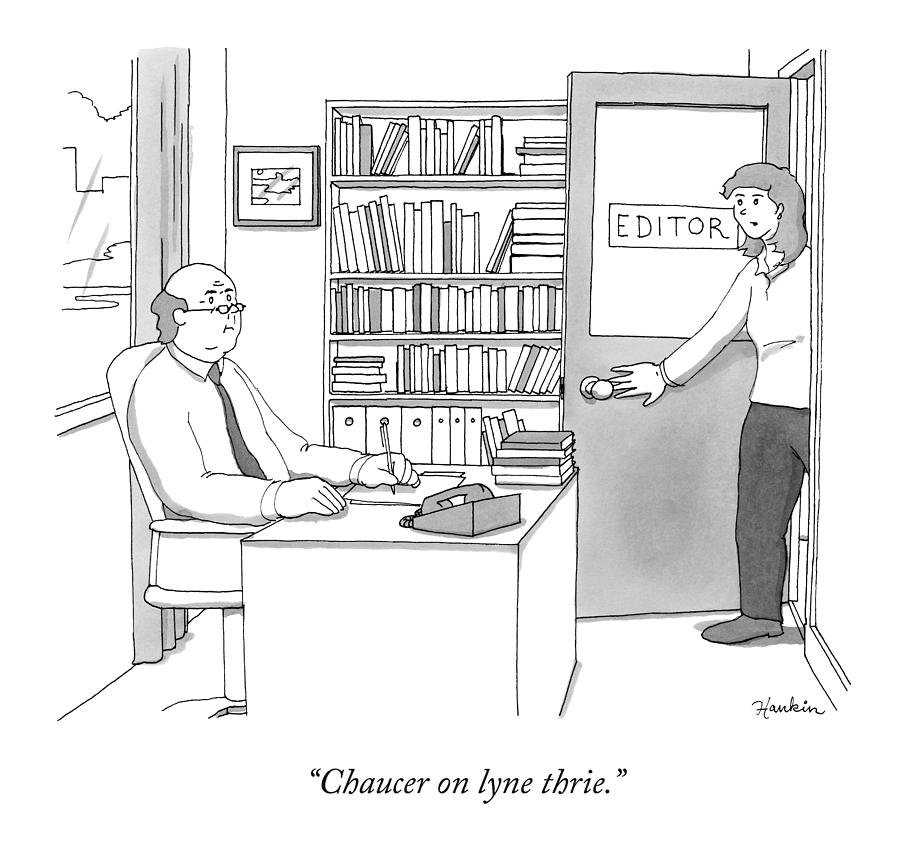 Book Drawing - A Secretary Informs An Editor by Charlie Hankin