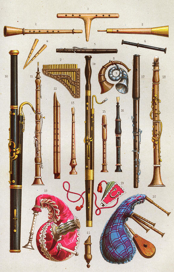 A Selection Of (mainly) Woodwind Drawing by Mary Evans Picture Library