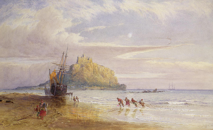 Boat Painting - A September Evening, St Michaels Mount, Cornwall by John Mogford