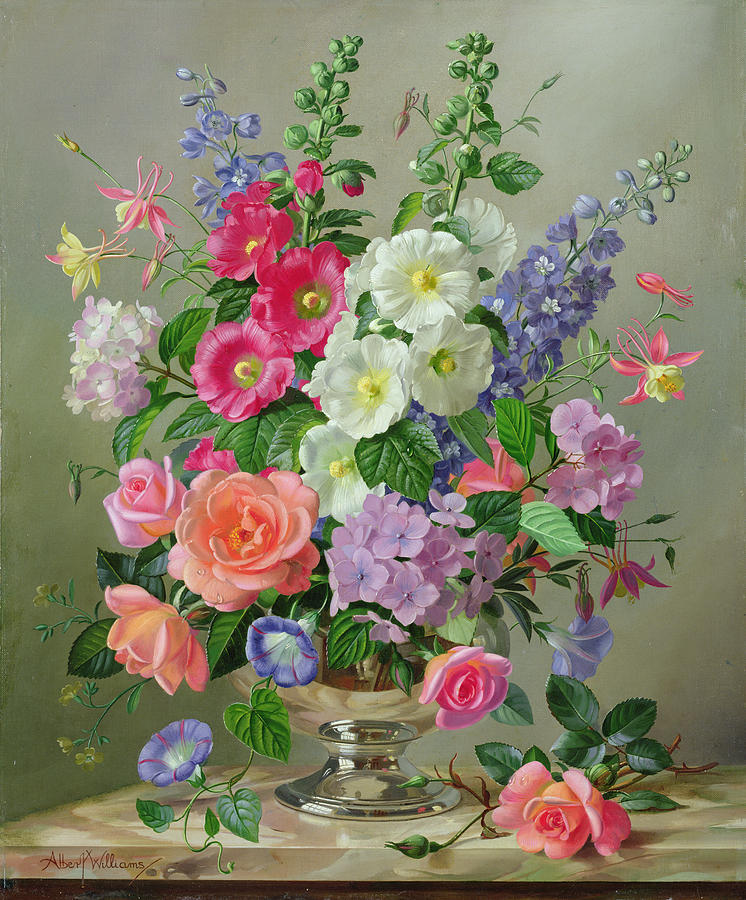 Rose Painting - A September Floral Arrangement by Albert Williams