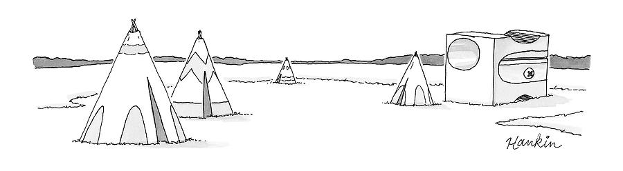 Teepees And Pencil Sharpener Drawing by Charlie Hankin