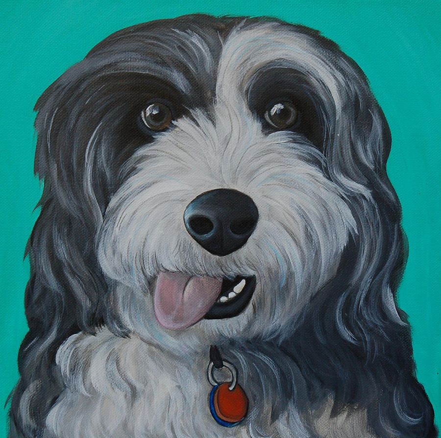 Pet Portrait Painting - A Shaggy Dog Named Otis by Lauren Elizabeth
