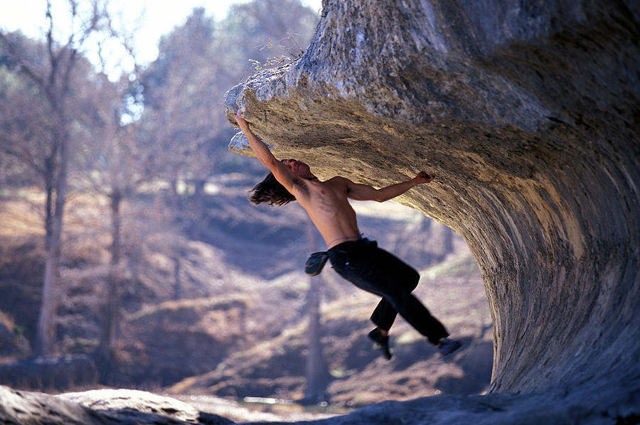 A Shirtless Climber Bouldering On An Photograph By Corey Rich Pixels