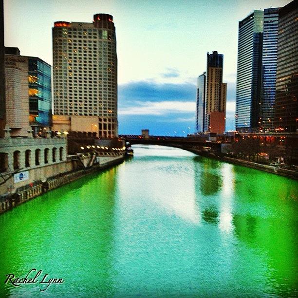 Chicago Photograph - A Shot Of The Green Chicago River In by Rachel Z