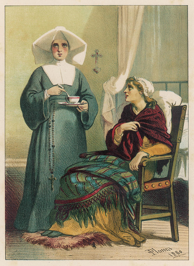 A Sick Looking Patient And Her Nurse Drawing by Mary Evans Picture ...