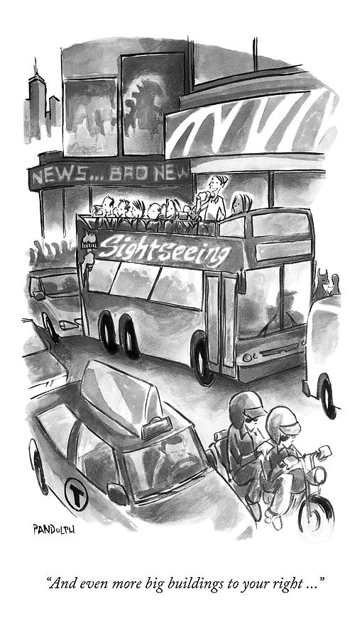 A Sightseeing Guide In New York City Announces Drawing by Corey Pandolph