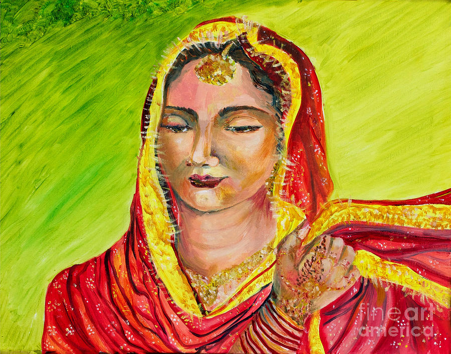 A sikh bride Painting by Sarabjit Singh