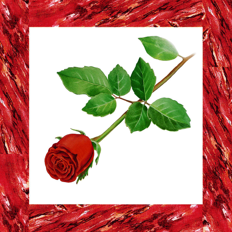 A Single Rose Burgundy Red Painting by Irina Sztukowski