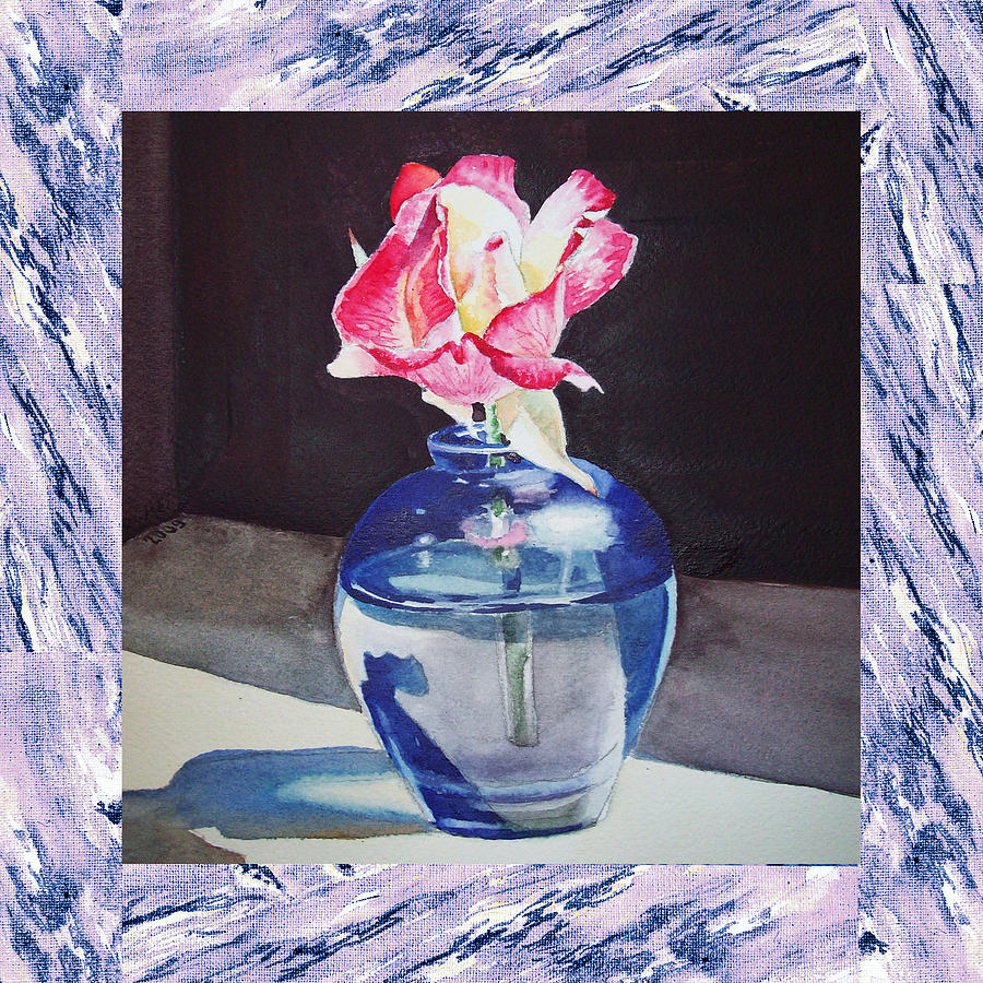 A Single Rose Mable Blue Painting by Irina Sztukowski