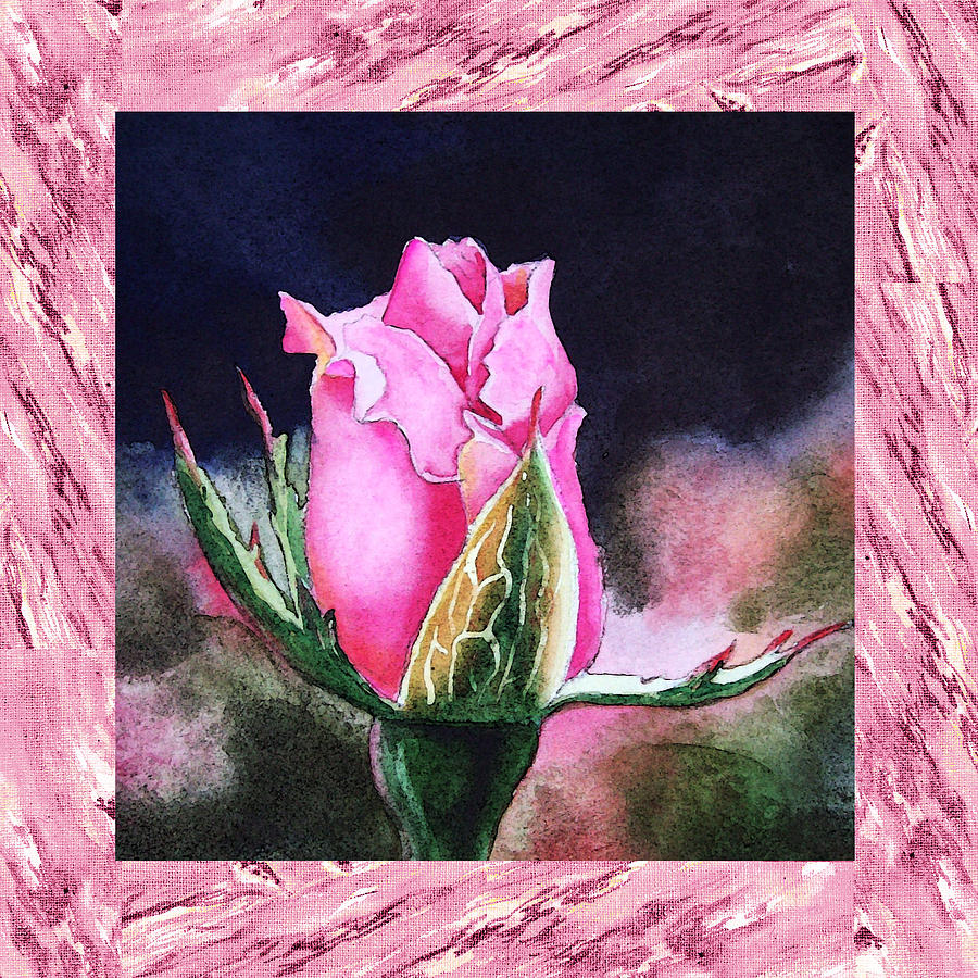A Single Rose Pink Beginning Painting by Irina Sztukowski