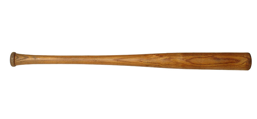 A single wooden baseball bat on a white background Photograph by Dolah