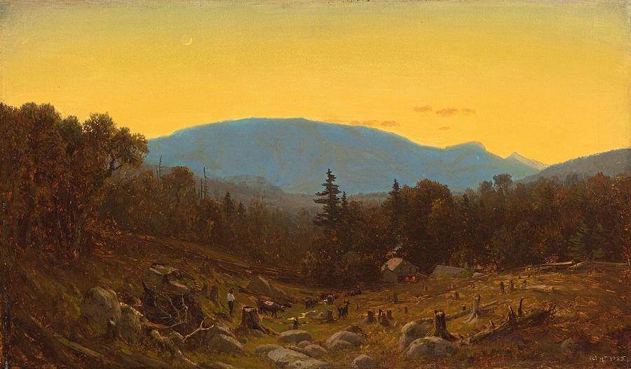 A Sketch of Hunter Mountain. Catskills. Twilight on Hunter Mountain Painting by Sanford Robinson Gifford